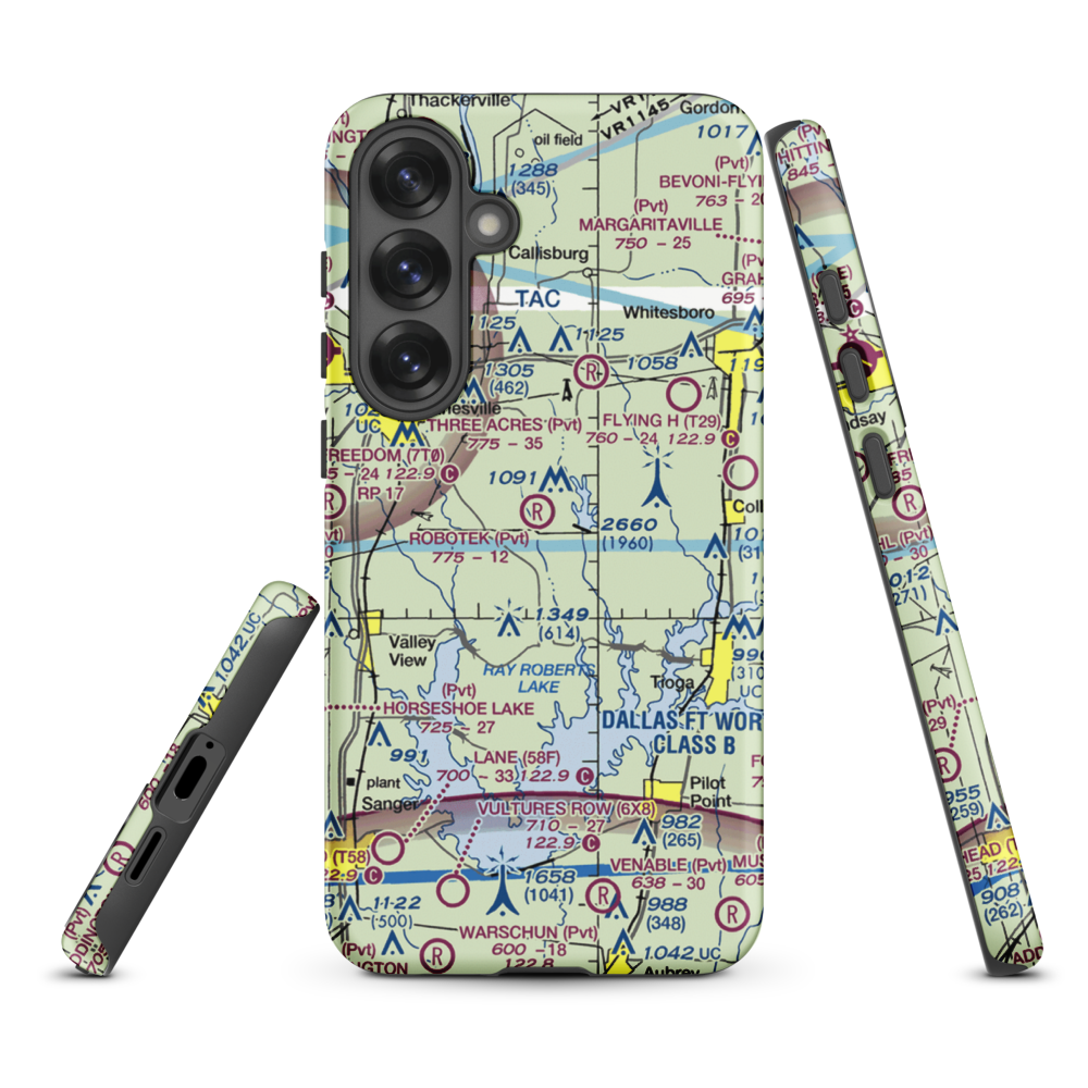 Robotek Airport (TX81) VFR Sectional Samsung Phone Case Samsung Galaxy S25 Plus model shown
