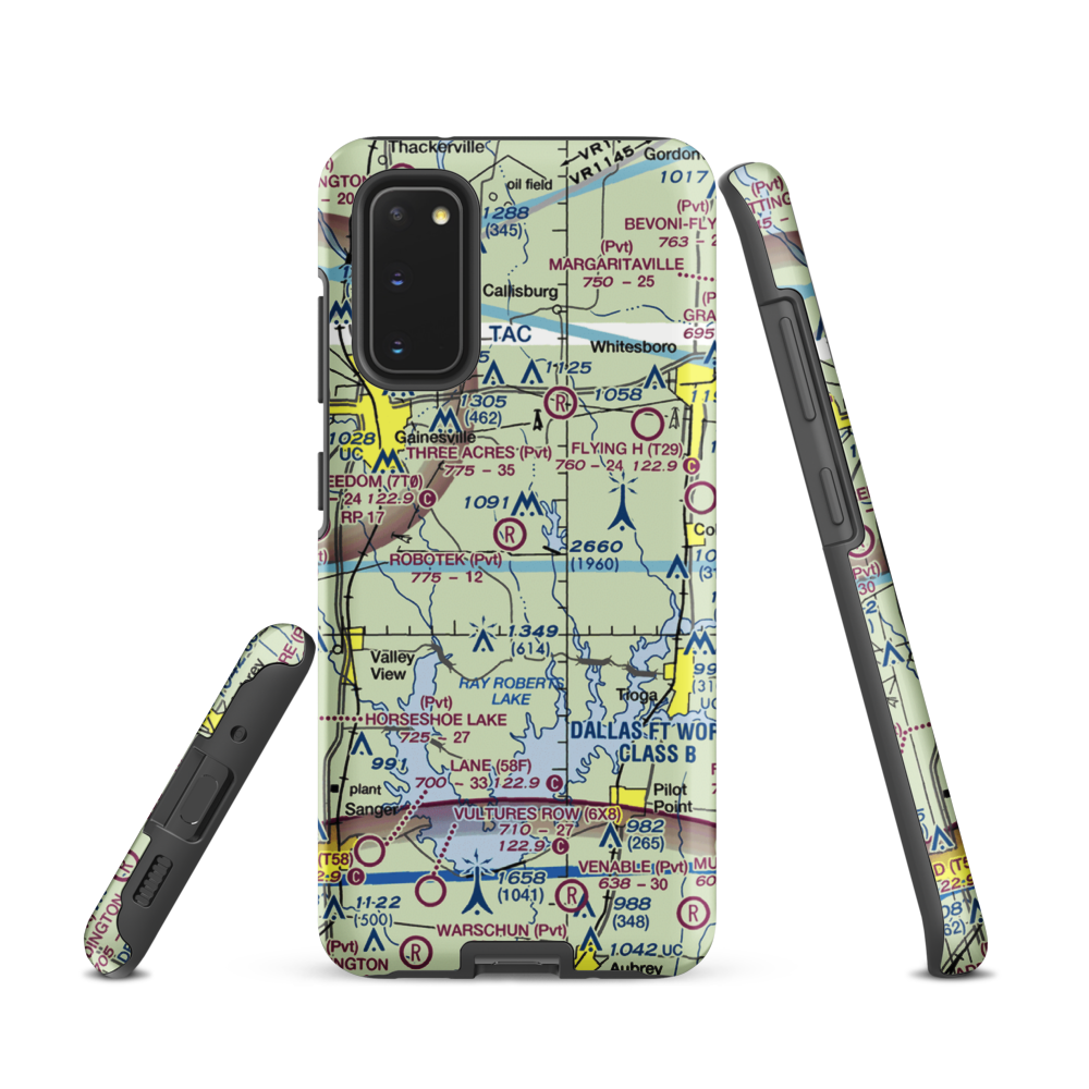 Robotek Airport (TX81) VFR Sectional Samsung Phone Case Samsung Galaxy S20 model shown
