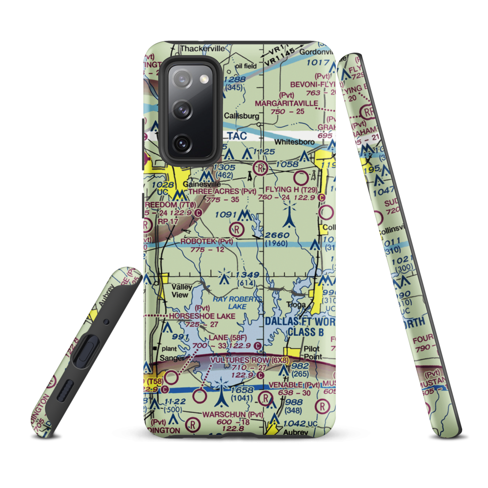 Robotek Airport (TX81) VFR Sectional Samsung Phone Case Samsung Galaxy S20 FE model shown