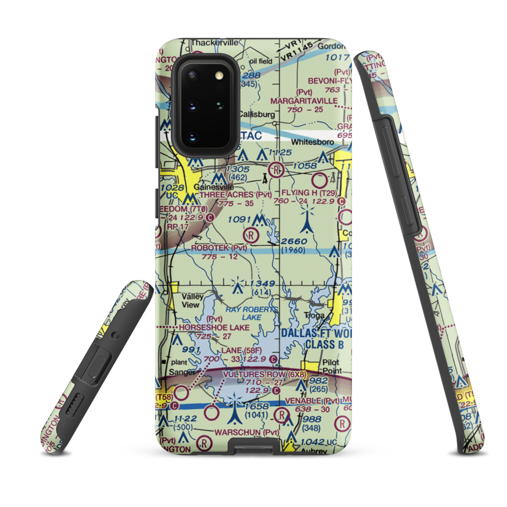 Robotek Airport (TX81) VFR Sectional Samsung Phone Case Samsung Galaxy S20 Plus model shown
