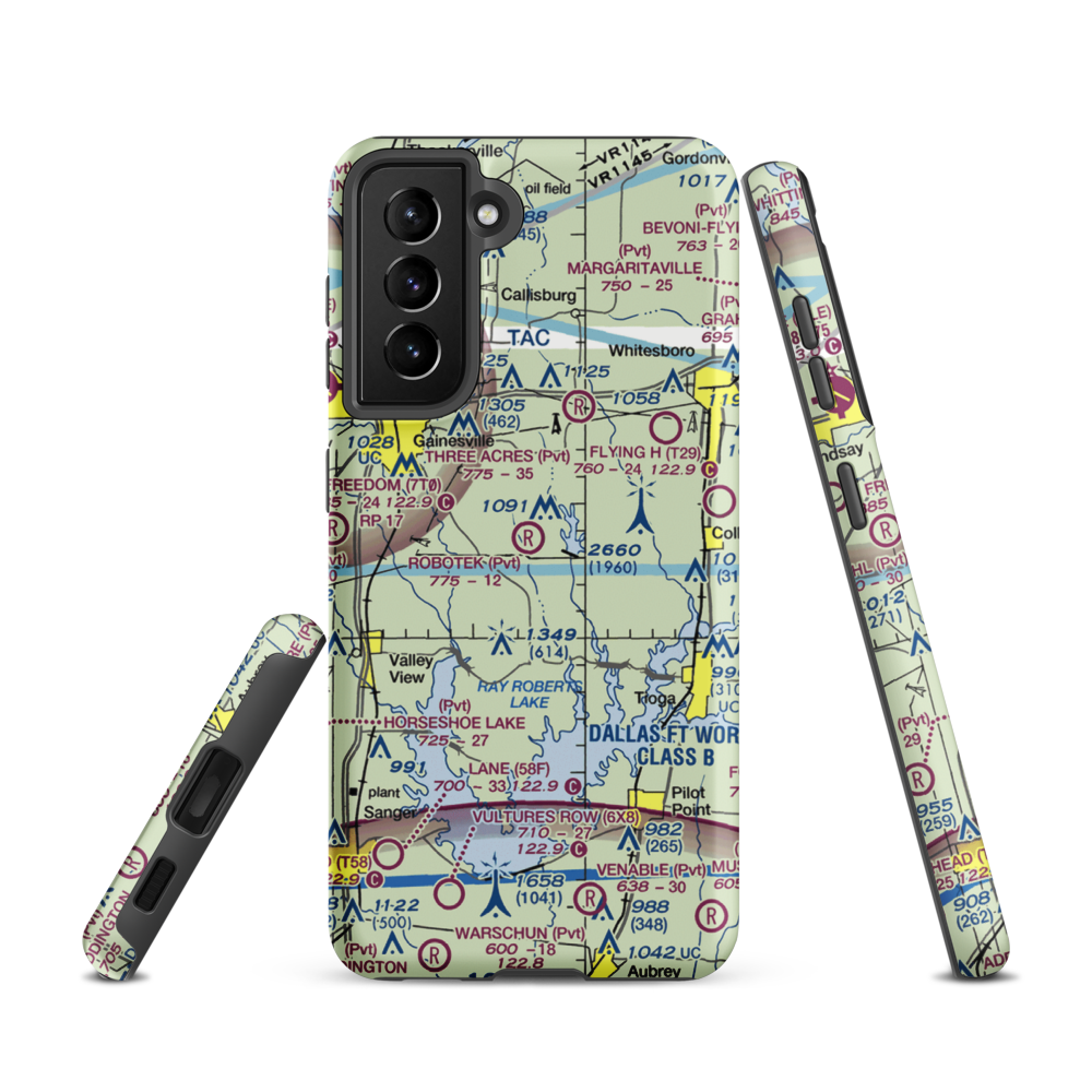 Robotek Airport (TX81) VFR Sectional Samsung Phone Case Samsung Galaxy S21 model shown