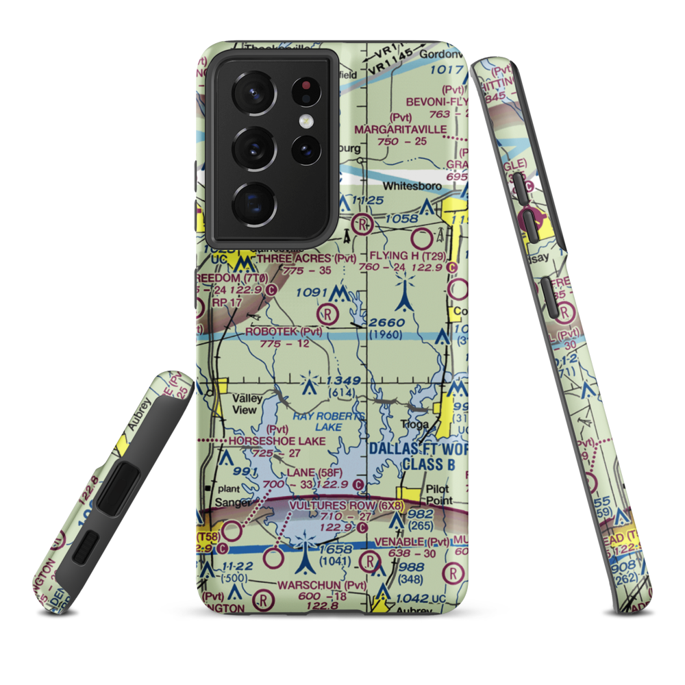 Robotek Airport (TX81) VFR Sectional Samsung Phone Case Samsung Galaxy S21 Ultra model shown