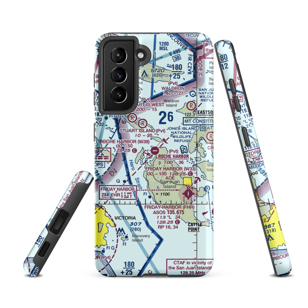 Roche Harbor Airport (WA09) VFR Sectional Samsung Phone Case Samsung Galaxy S21 FE model shown
