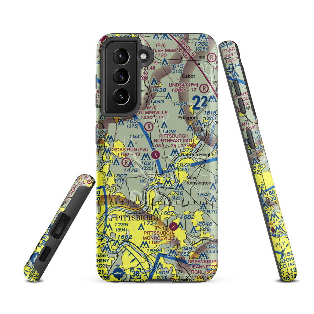 Rock Airport (9G1) VFR Sectional Samsung Phone Case Samsung Galaxy S21 FE model shown