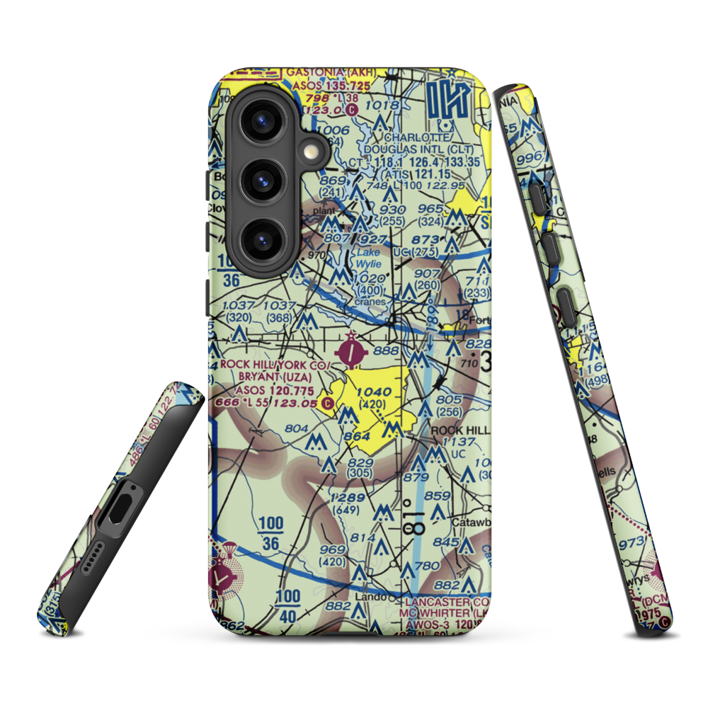 Rock Hill - York County Airport (UZA) VFR Sectional Samsung Phone Case Samsung Galaxy S24 Plus model shown