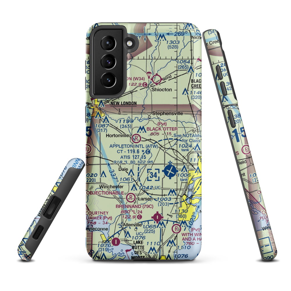 Rocket City Airport (WI22) VFR Sectional Samsung Phone Case Samsung Galaxy S21 Plus model shown