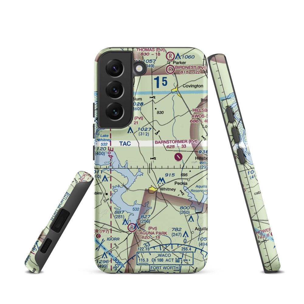 Rocking A Airport (78TE) VFR Sectional Samsung Phone Case Samsung Galaxy S22 model shown