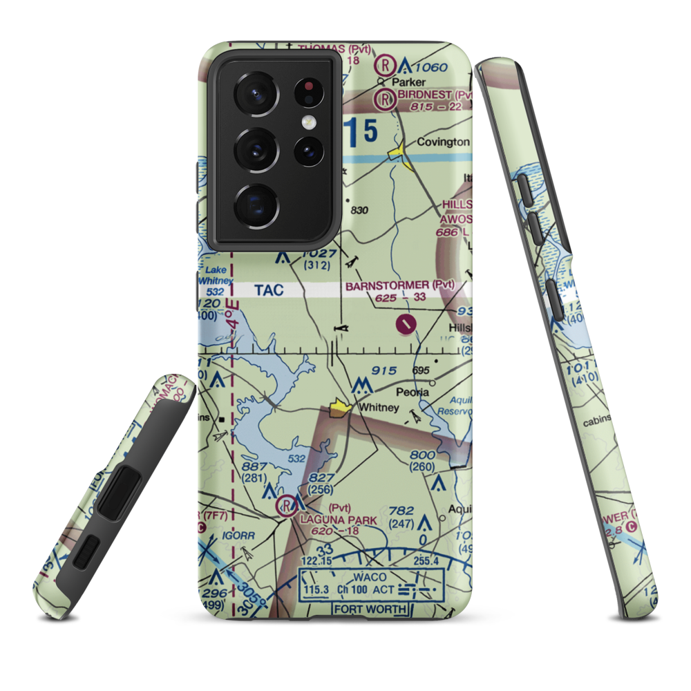 Rocking A Airport (78TE) VFR Sectional Samsung Phone Case Samsung Galaxy S21 Plus model shown