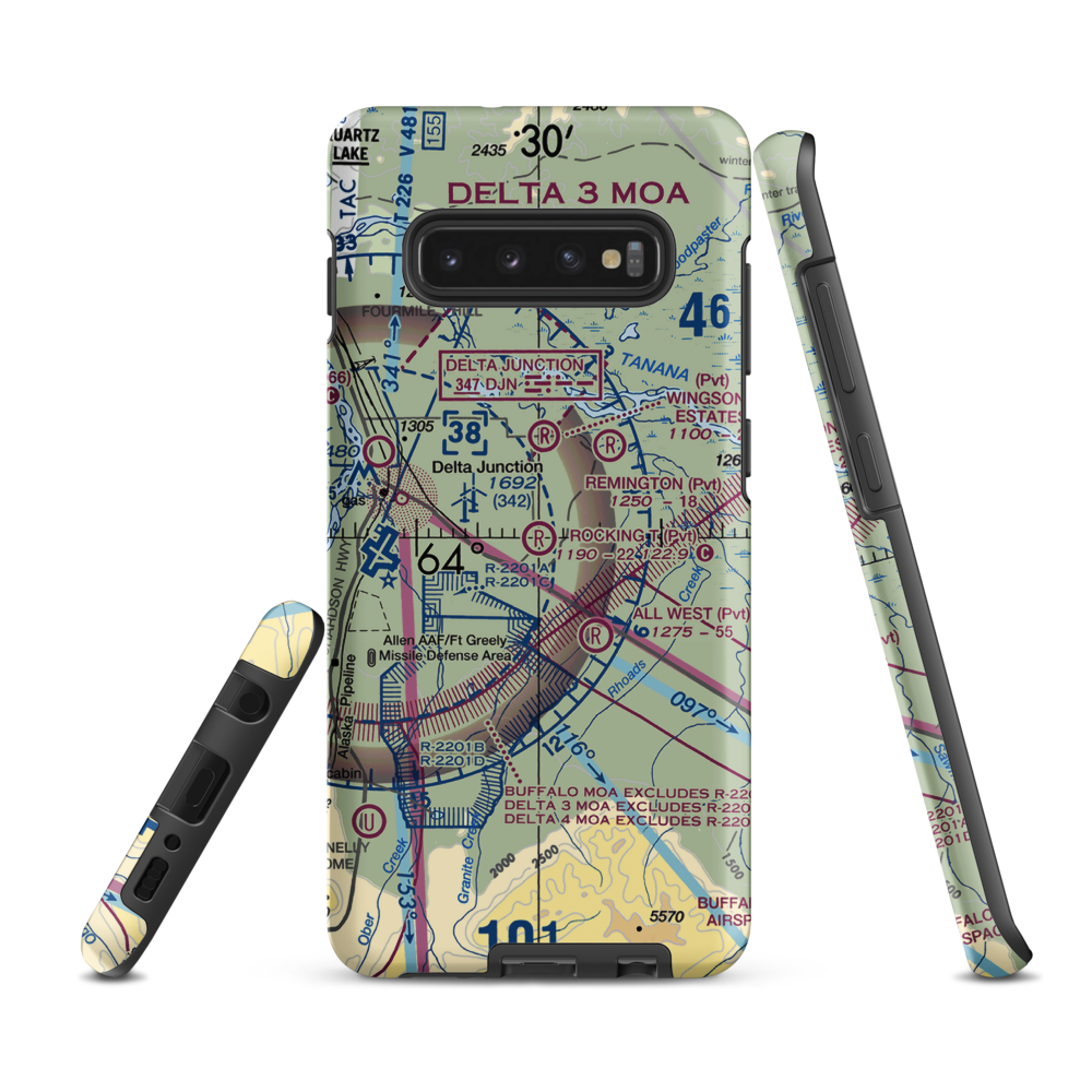 Rocking T. Ranch Airport (11AK) VFR Sectional Samsung Phone Case Samsung Galaxy S10 Plus model shown