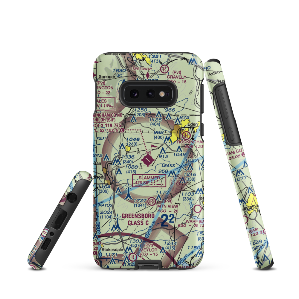 Rockingham County NC Shiloh Airport (SIF) VFR Sectional Samsung Phone Case Samsung Galaxy S10 Plus model shown