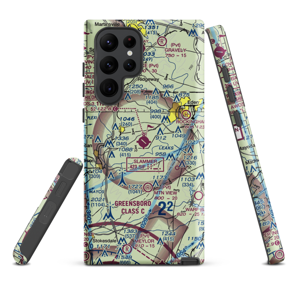Rockingham County NC Shiloh Airport (SIF) VFR Sectional Samsung Phone Case Samsung Galaxy S22 Ultra model shown