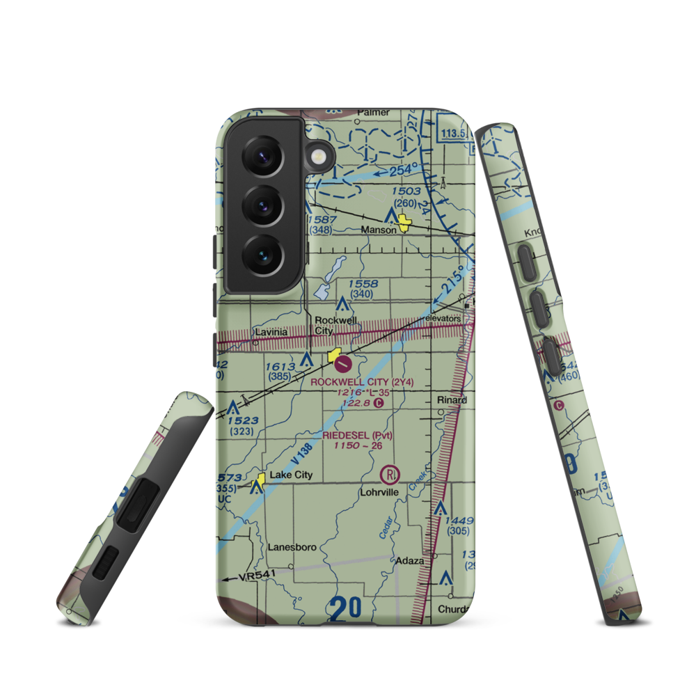 Rockwell City Municipal Airport (2Y4) VFR Sectional Samsung Phone Case Samsung Galaxy S22 model shown