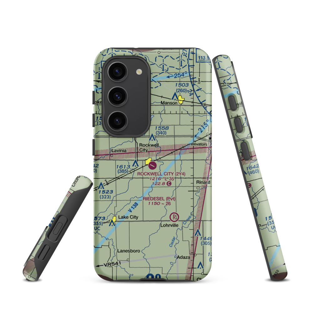 Rockwell City Municipal Airport (2Y4) VFR Sectional Samsung Phone Case Samsung Galaxy S23 model shown