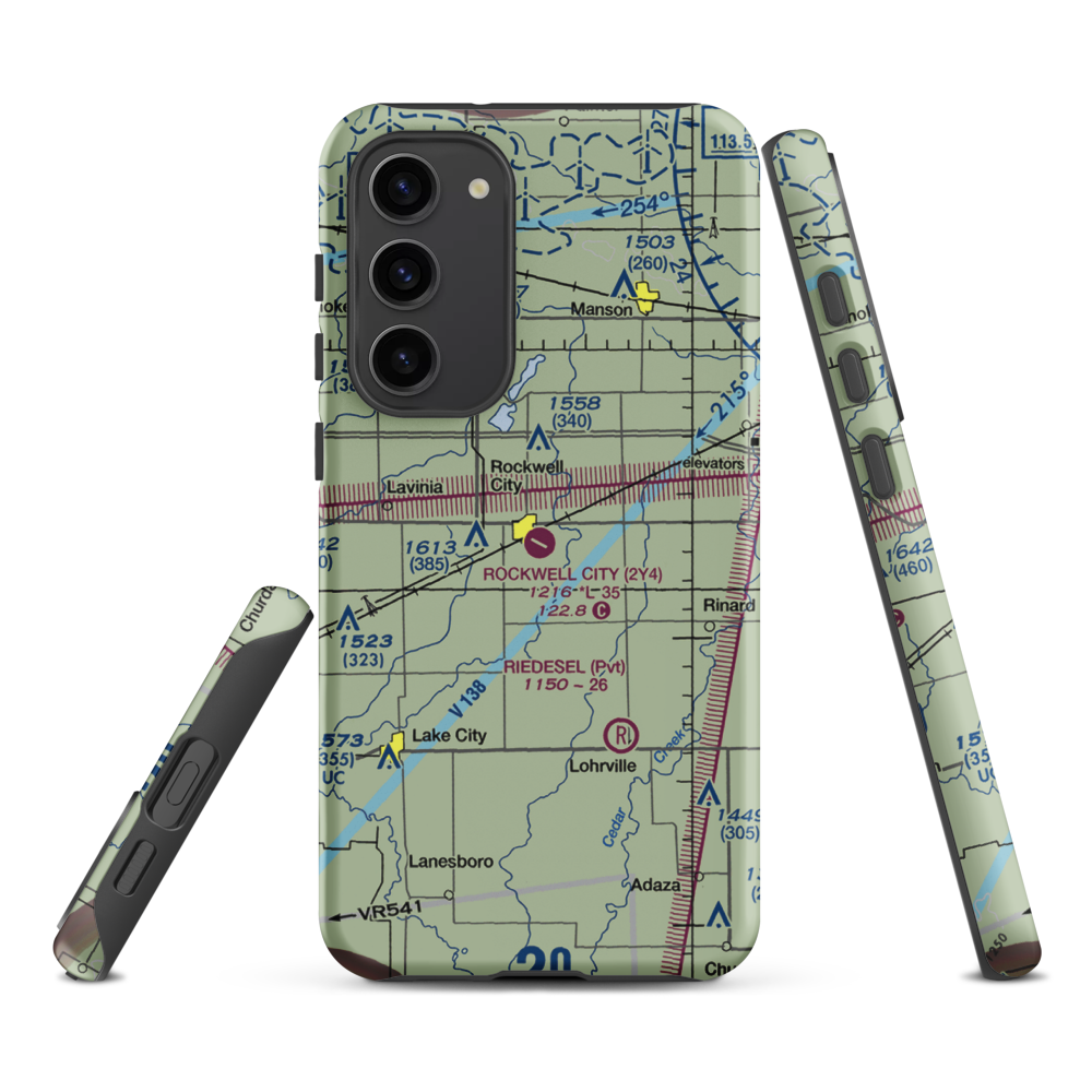 Rockwell City Municipal Airport (2Y4) VFR Sectional Samsung Phone Case Samsung Galaxy S23 Plus model shown