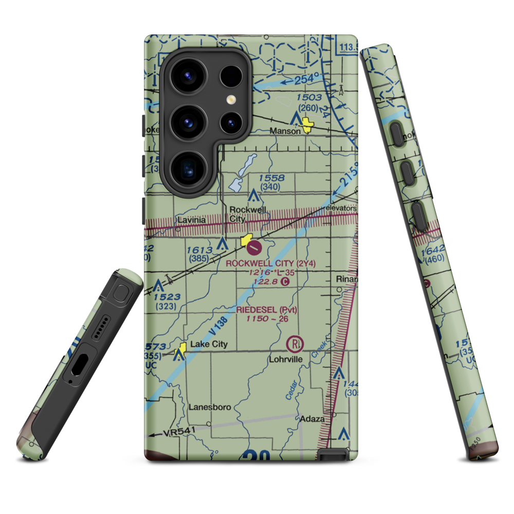 Rockwell City Municipal Airport (2Y4) VFR Sectional Samsung Phone Case Samsung Galaxy S24 Ultra model shown