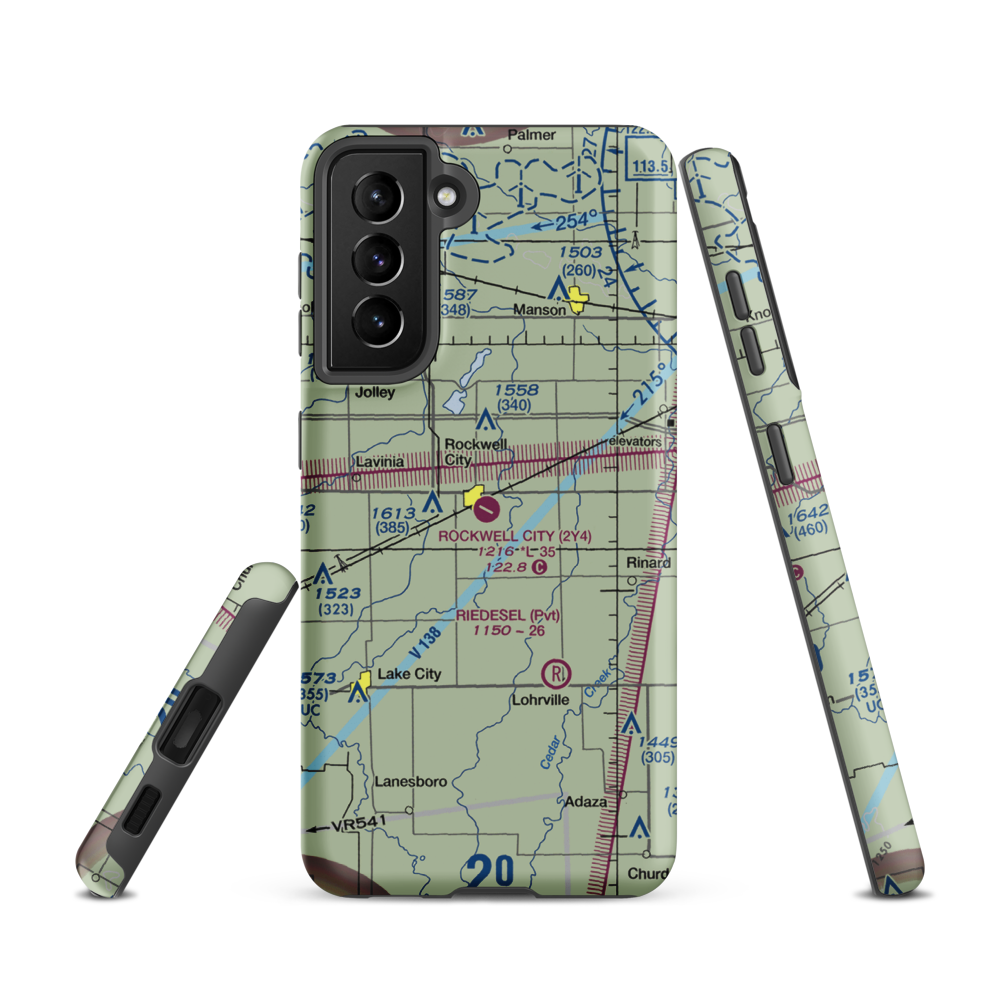Rockwell City Municipal Airport (2Y4) VFR Sectional Samsung Phone Case Samsung Galaxy S21 model shown