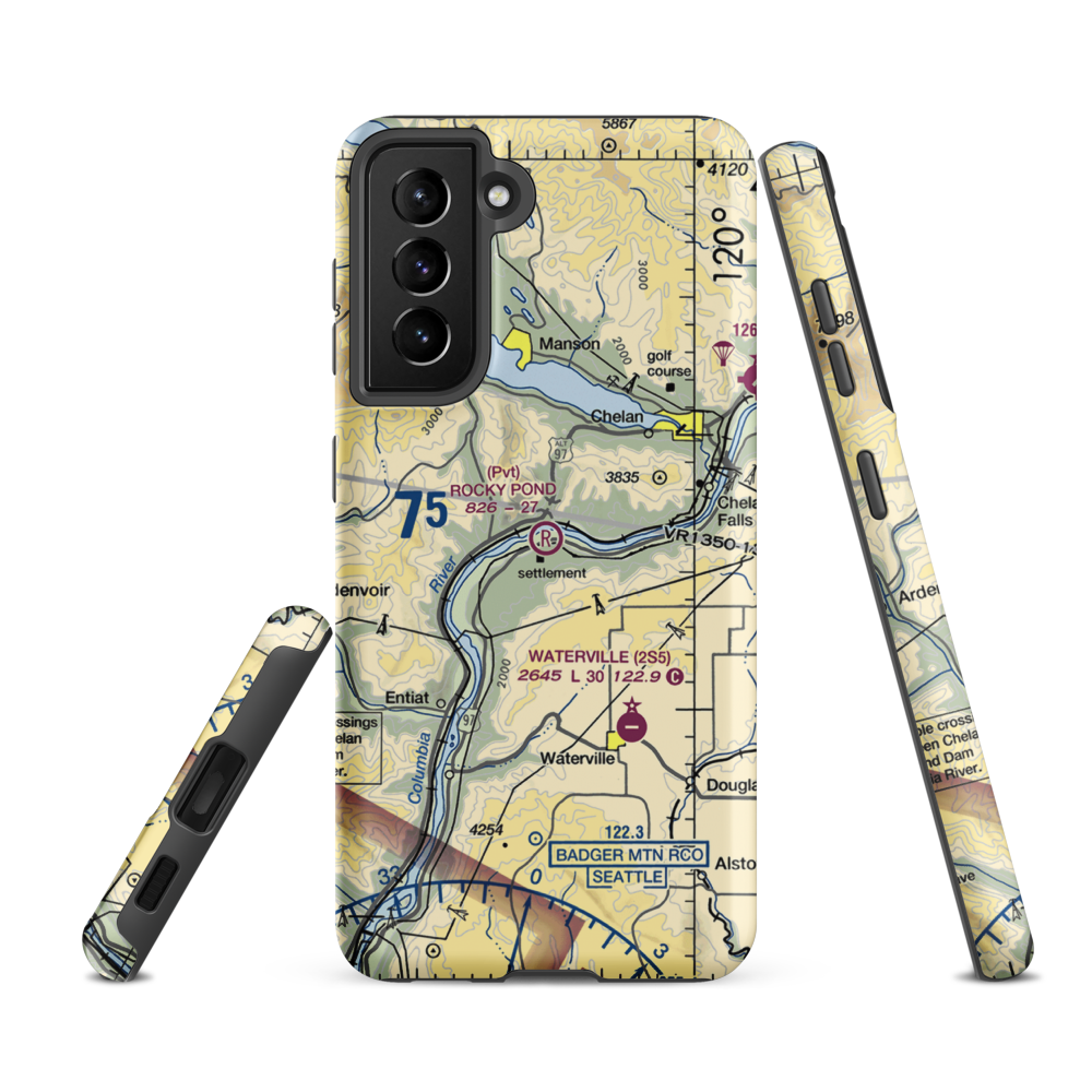 Rocky Pond Airstrip (13WA) VFR Sectional Samsung Phone Case Samsung Galaxy S21 FE model shown