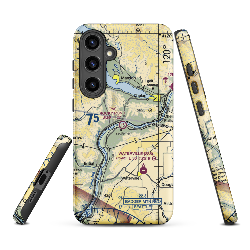 Rocky Pond Airstrip (13WA) VFR Sectional Samsung Phone Case Samsung Galaxy S24 Plus model shown