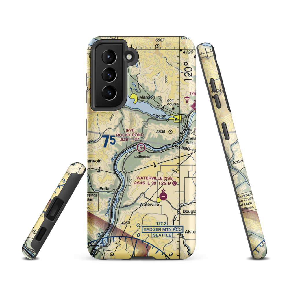 Rocky Pond Airstrip (13WA) VFR Sectional Samsung Phone Case Samsung Galaxy S21 model shown