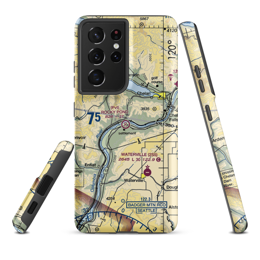 Rocky Pond Airstrip (13WA) VFR Sectional Samsung Phone Case Samsung Galaxy S21 Plus model shown