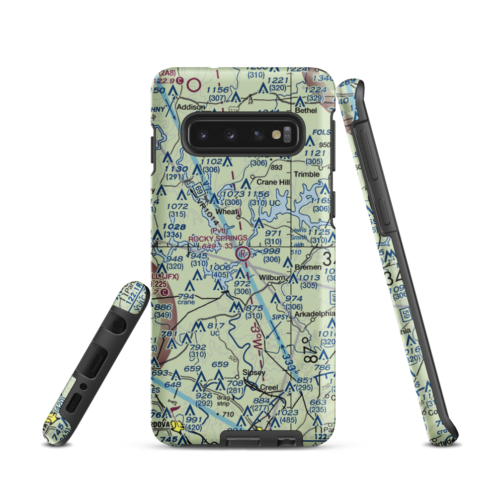 Rocky Springs Airpark (AL30) VFR Sectional Samsung Phone Case Samsung Galaxy S10 model shown