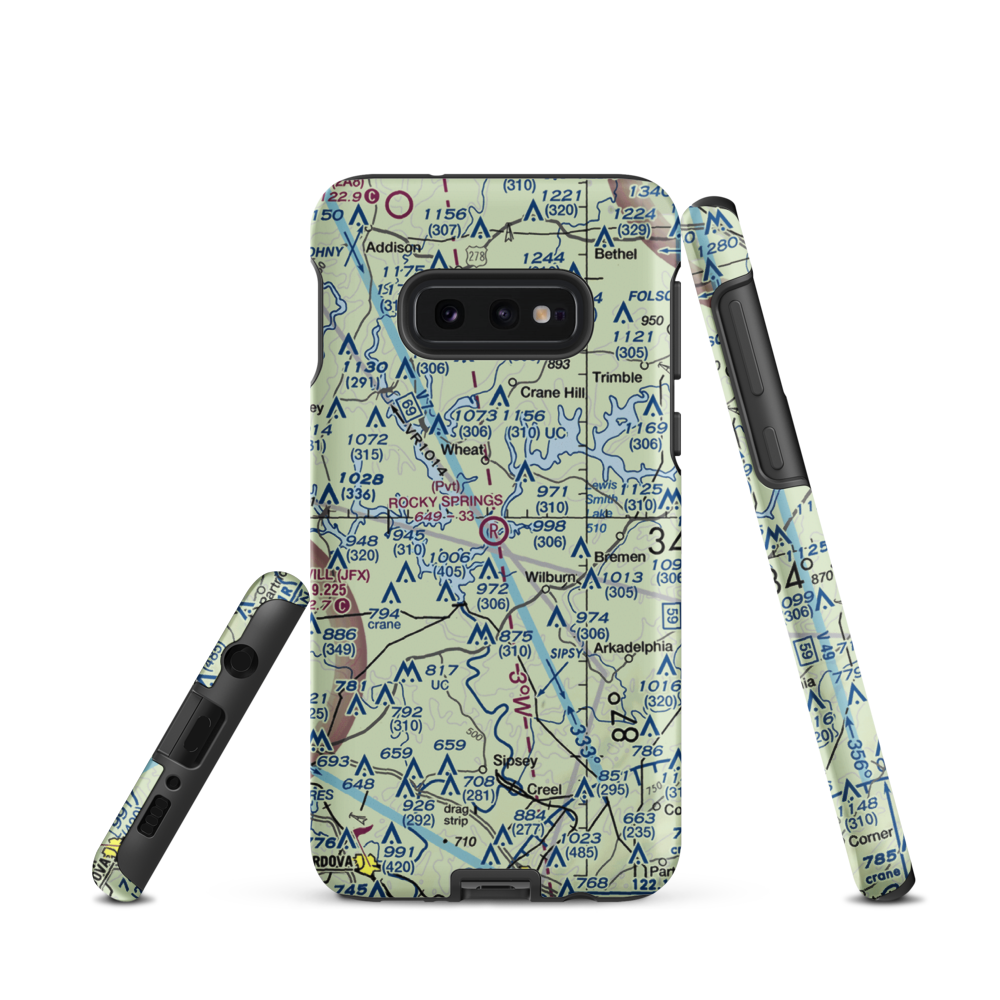 Rocky Springs Airpark (AL30) VFR Sectional Samsung Phone Case Samsung Galaxy S10 Plus model shown