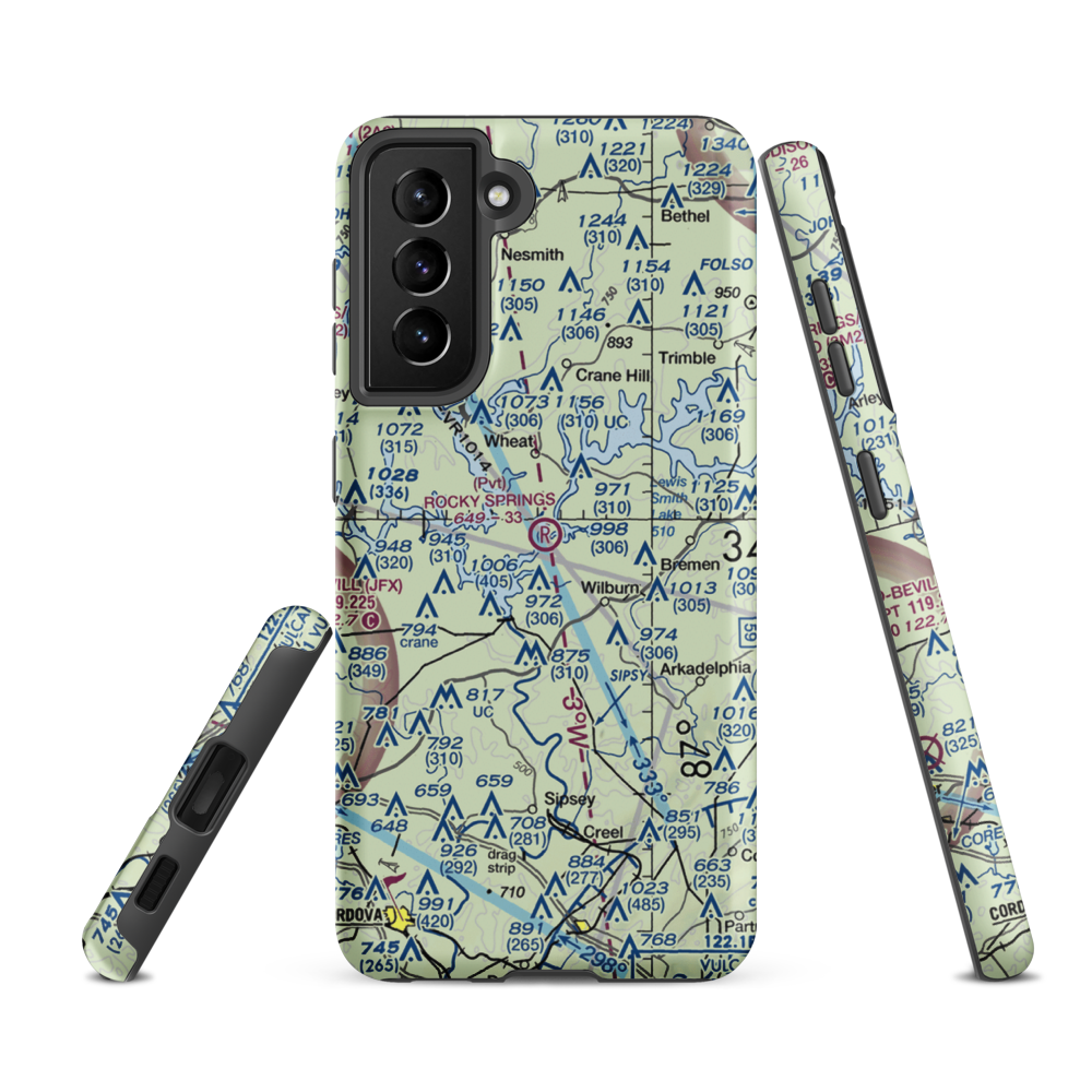 Rocky Springs Airpark (AL30) VFR Sectional Samsung Phone Case Samsung Galaxy S21 Ultra model shown