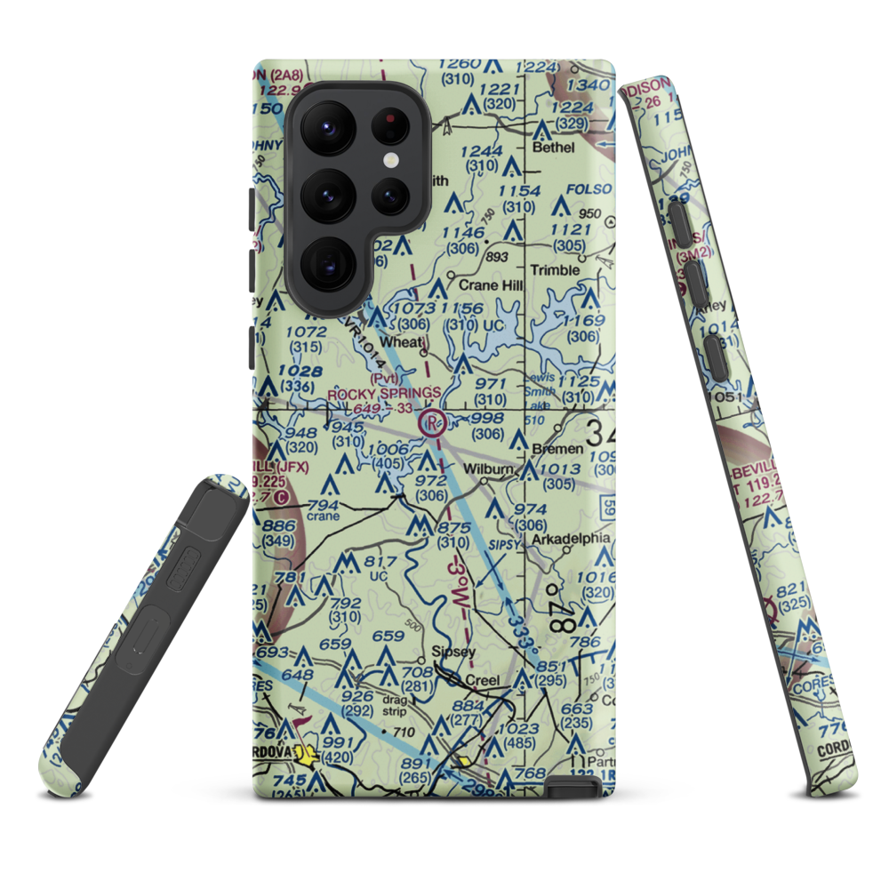 Rocky Springs Airpark (AL30) VFR Sectional Samsung Phone Case Samsung Galaxy S22 Ultra model shown