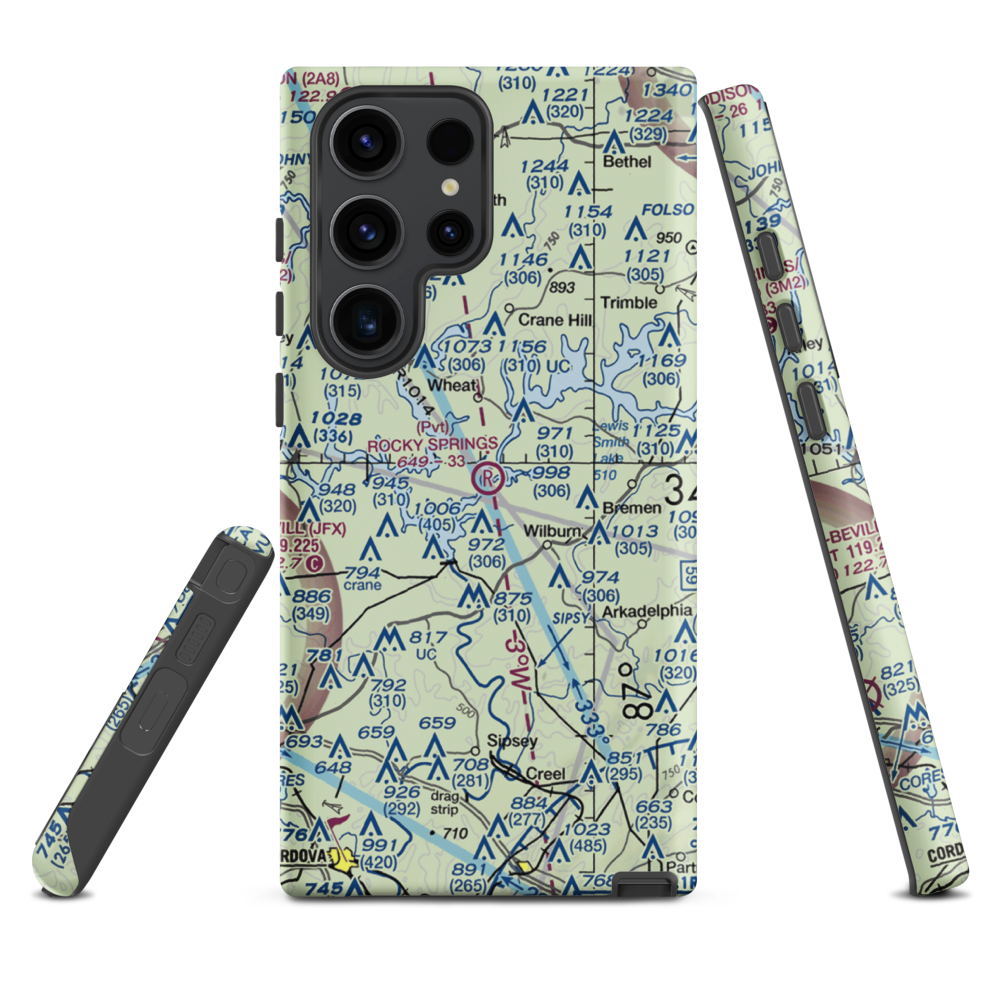Rocky Springs Airpark (AL30) VFR Sectional Samsung Phone Case Samsung Galaxy S23 Ultra model shown