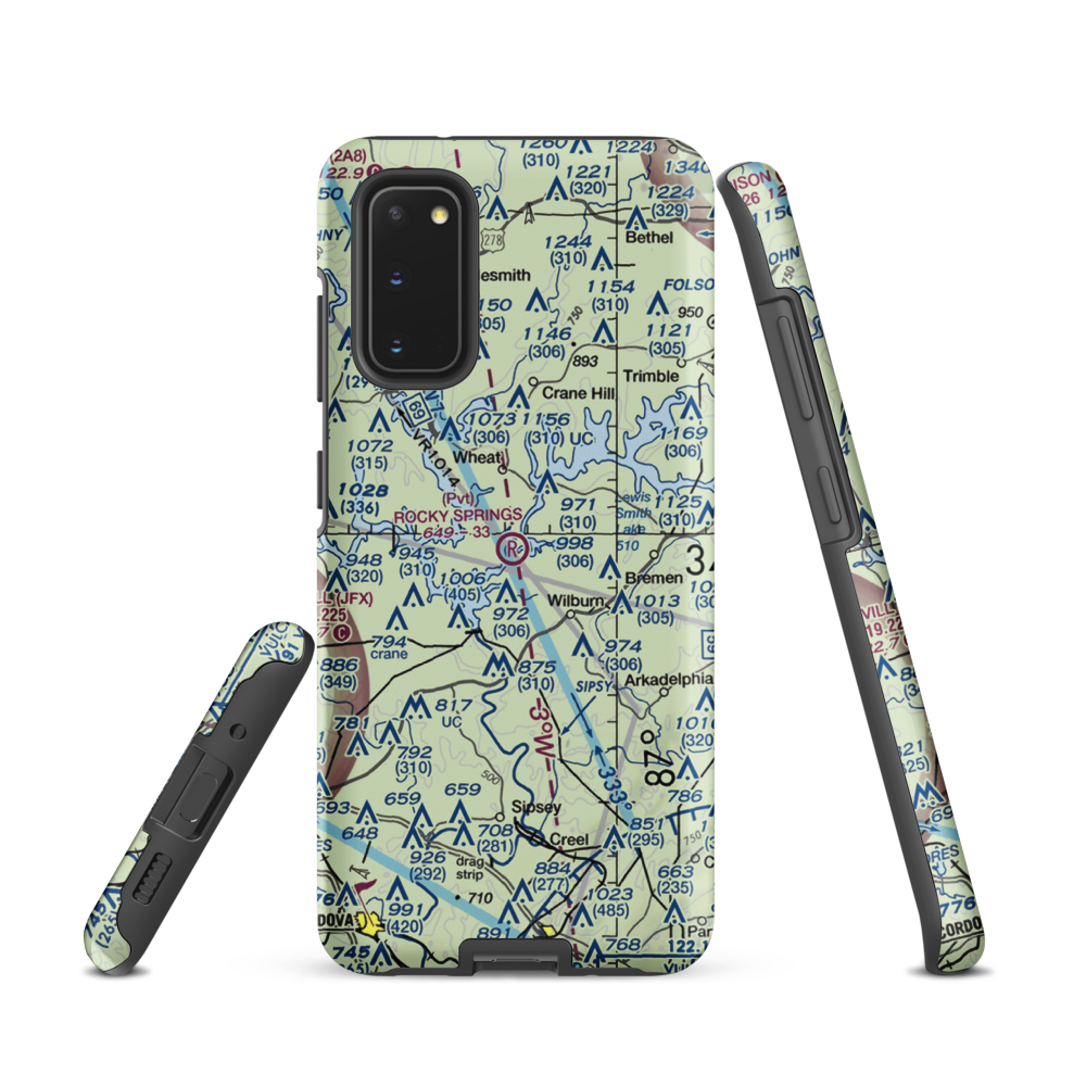 Rocky Springs Airpark (AL30) VFR Sectional Samsung Phone Case Samsung Galaxy S20 model shown