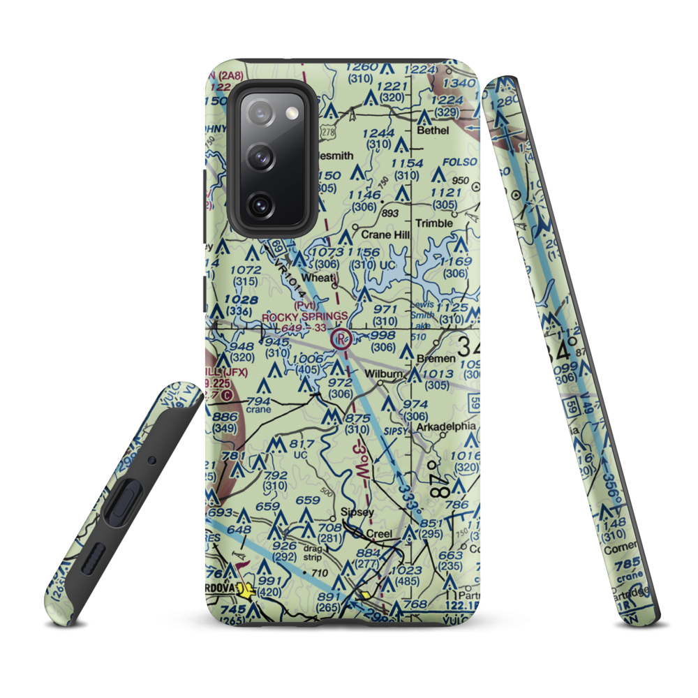 Rocky Springs Airpark (AL30) VFR Sectional Samsung Phone Case Samsung Galaxy S20 FE model shown