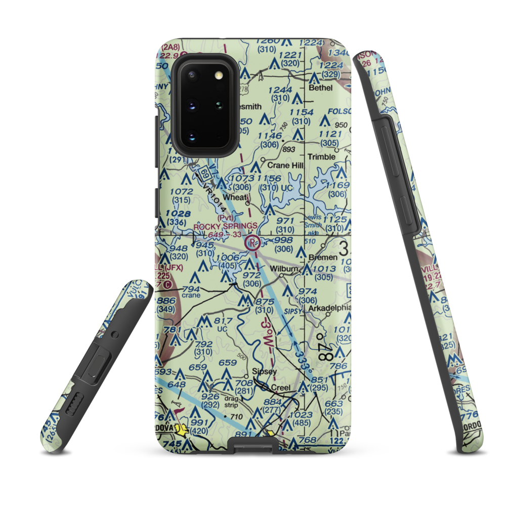 Rocky Springs Airpark (AL30) VFR Sectional Samsung Phone Case Samsung Galaxy S20 Plus model shown