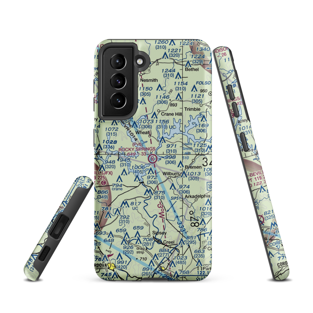 Rocky Springs Airpark (AL30) VFR Sectional Samsung Phone Case Samsung Galaxy S21 model shown