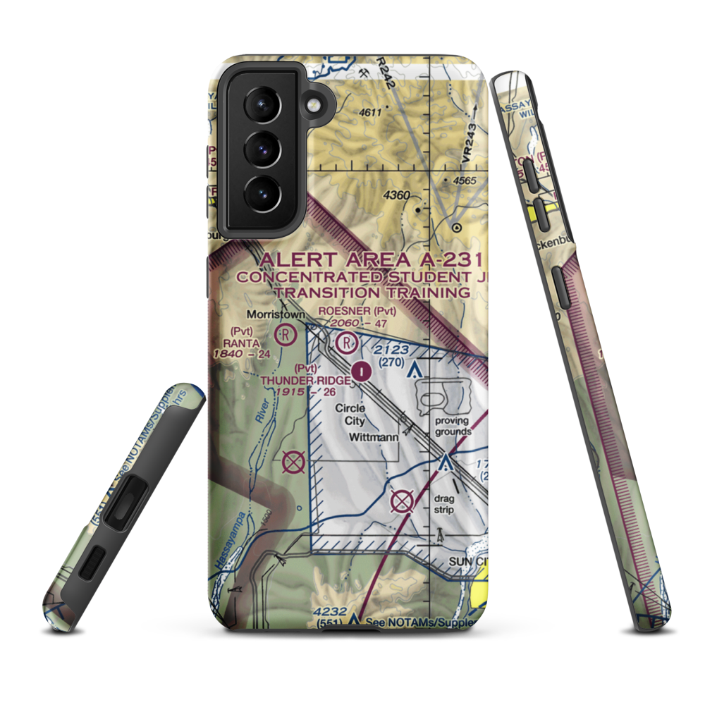 Roesner Ranch Airport (AZ32) VFR Sectional Samsung Phone Case Samsung Galaxy S21 FE model shown