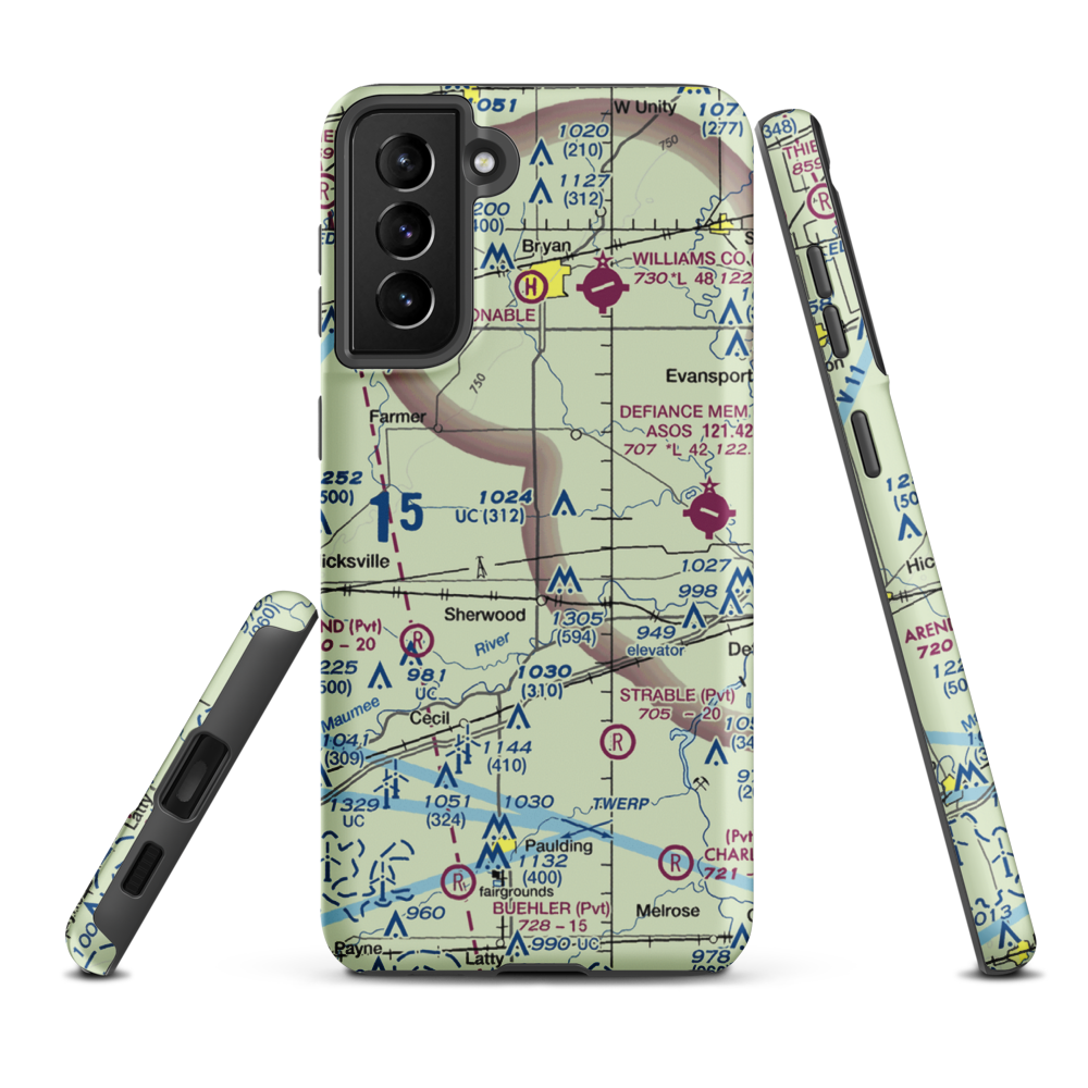 Rogers Private Airport (5OI9) VFR Sectional Samsung Phone Case Samsung Galaxy S21 Plus model shown