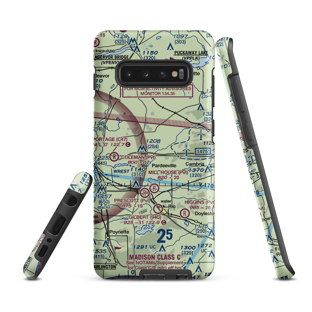 Rohde's Airport (US-0129) VFR Sectional Samsung Phone Case Samsung Galaxy S10 Plus model shown