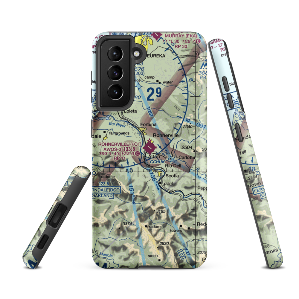 Rohnerville Airport (FOT) VFR Sectional Samsung Phone Case Samsung Galaxy S21 FE model shown