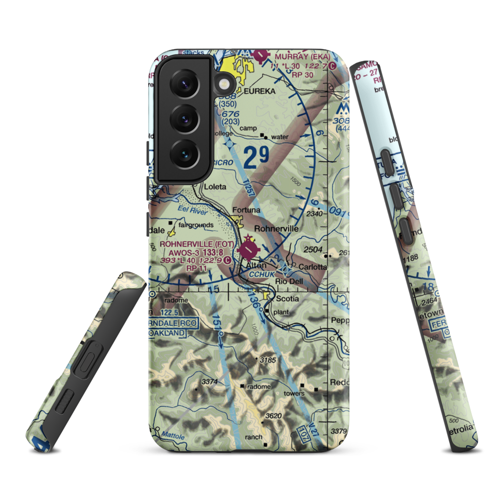 Rohnerville Airport (FOT) VFR Sectional Samsung Phone Case Samsung Galaxy S22 Plus model shown