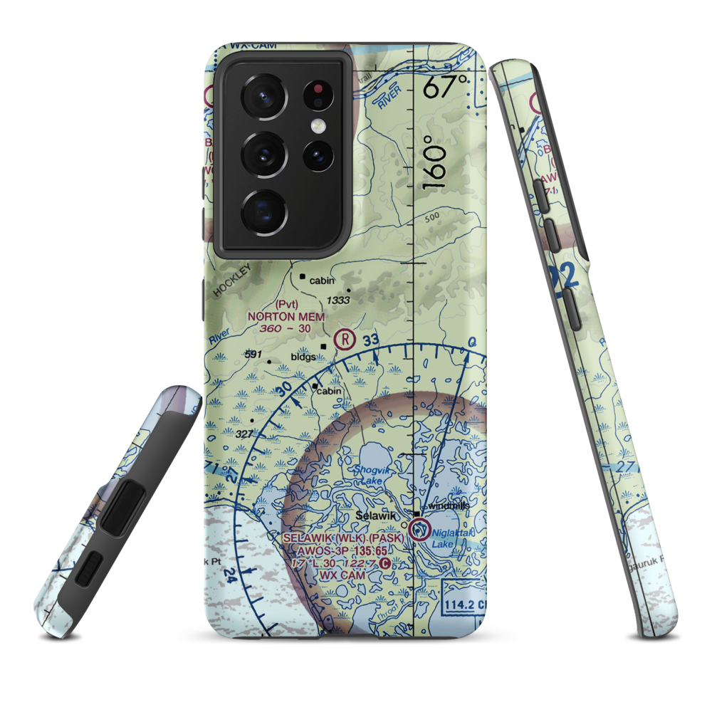 Roland Norton Memorial Airstrip (8AK3) VFR Sectional Samsung Phone Case Samsung Galaxy S21 Plus model shown