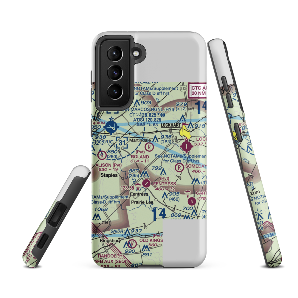 Roland Ranch Airport (30TS) VFR Sectional Samsung Phone Case Samsung Galaxy S21 FE model shown