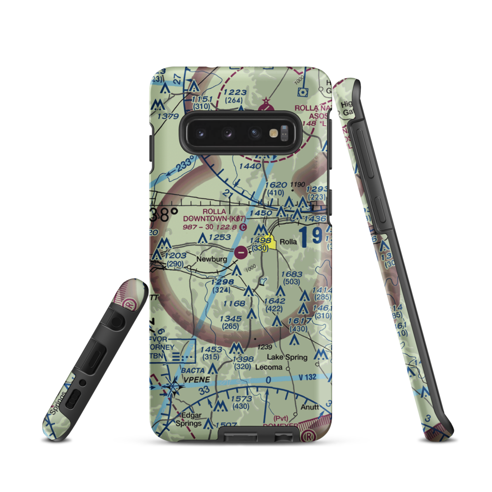 Rolla Downtown Airport (K07) VFR Sectional Samsung Phone Case Samsung Galaxy S10 model shown