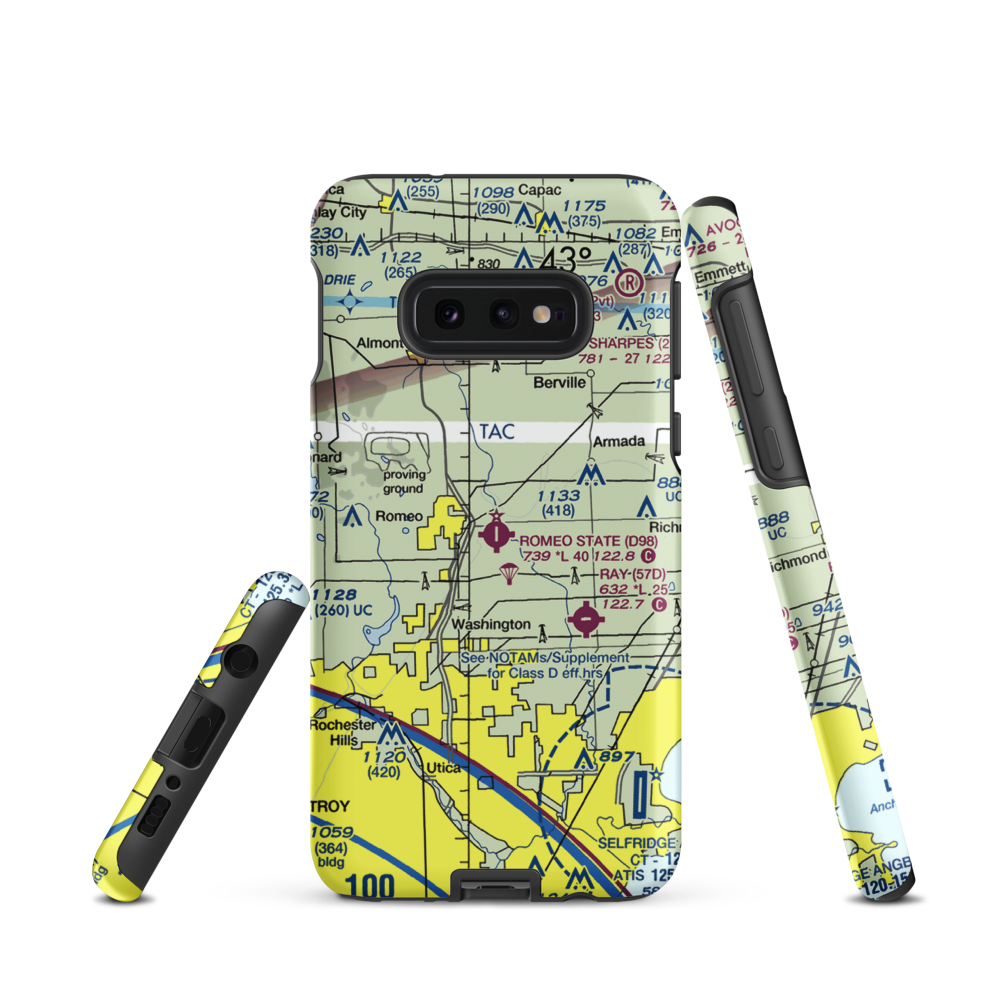 Romeo State Airport (D98) VFR Sectional Samsung Phone Case Samsung Galaxy S10e model shown