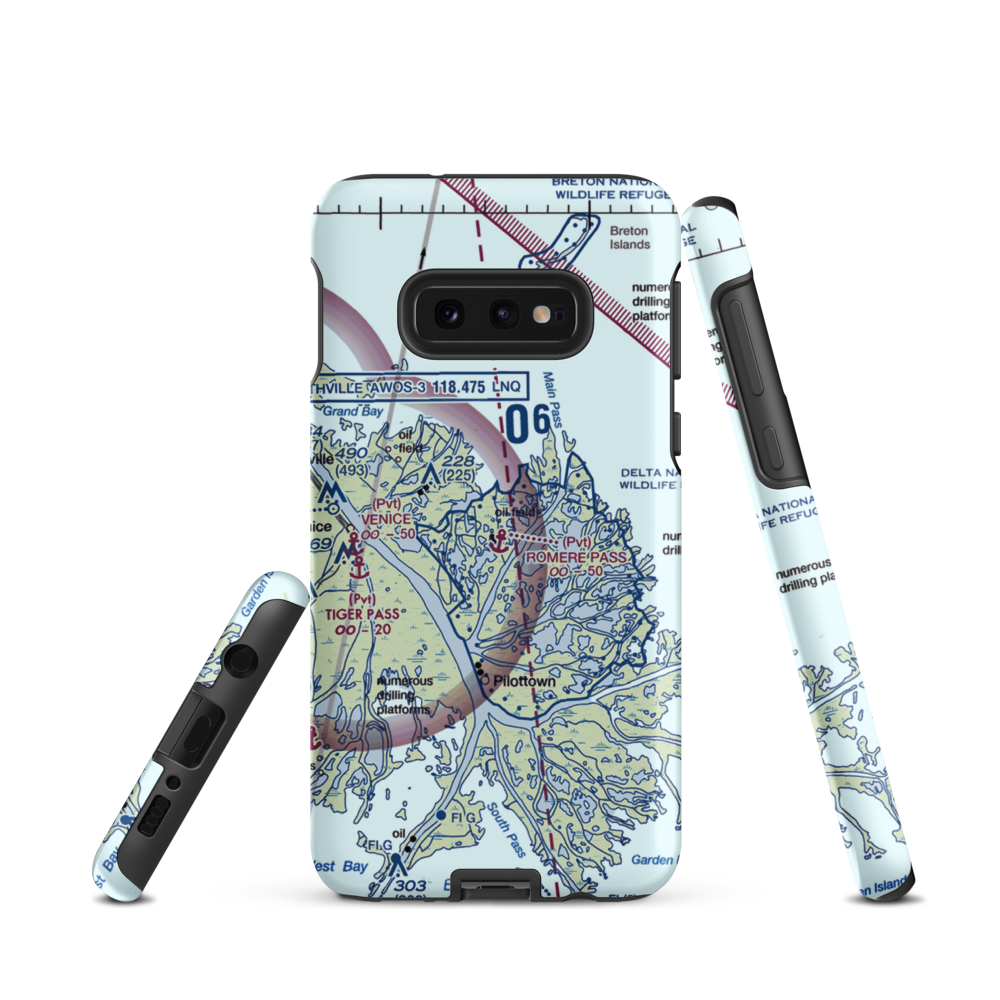 Romere Pass Seaplane Base (7LA7) VFR Sectional Samsung Phone Case Samsung Galaxy S10e model shown