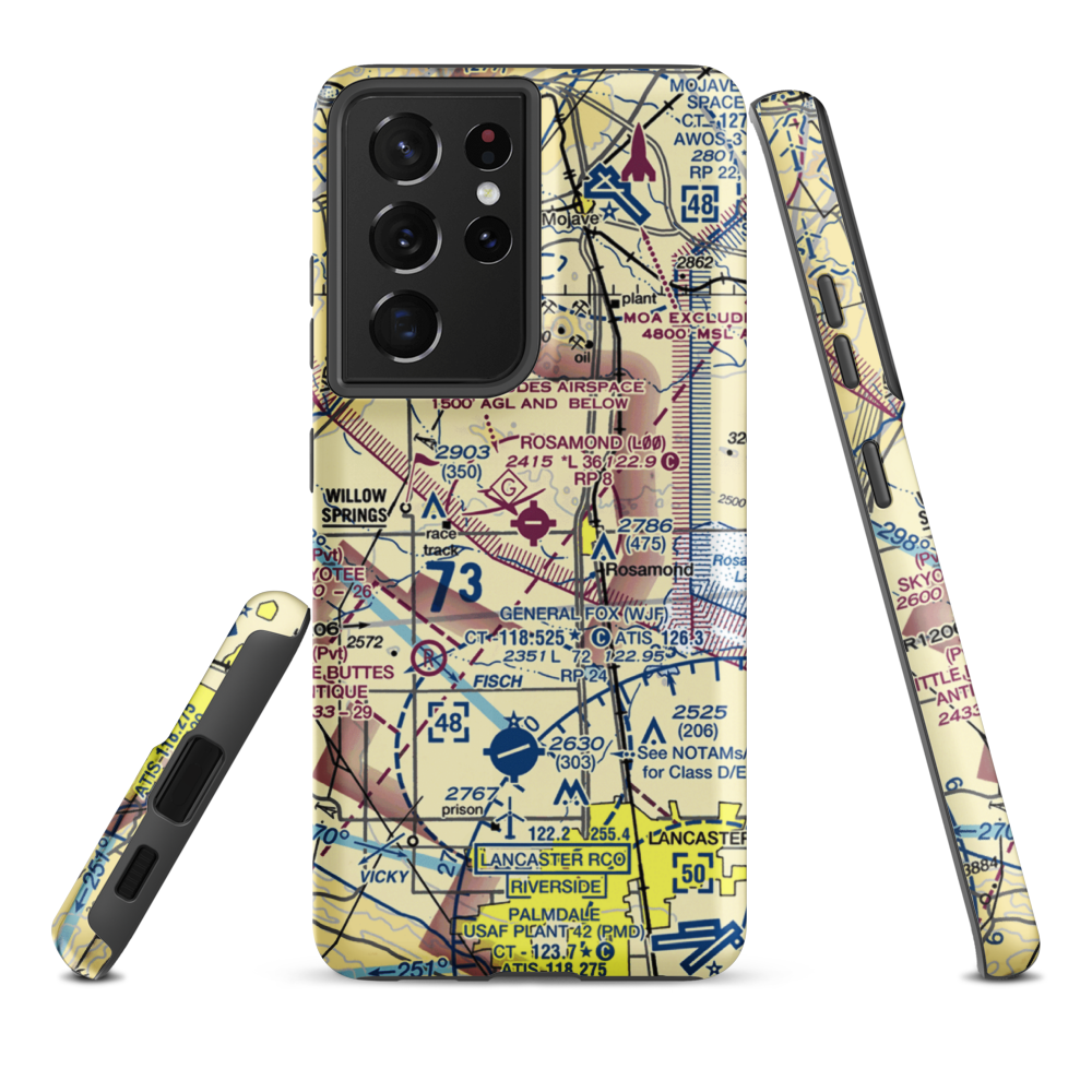 Rosamond Skypark Airport (L00) VFR Sectional Samsung Phone Case Samsung Galaxy S21 Ultra model shown