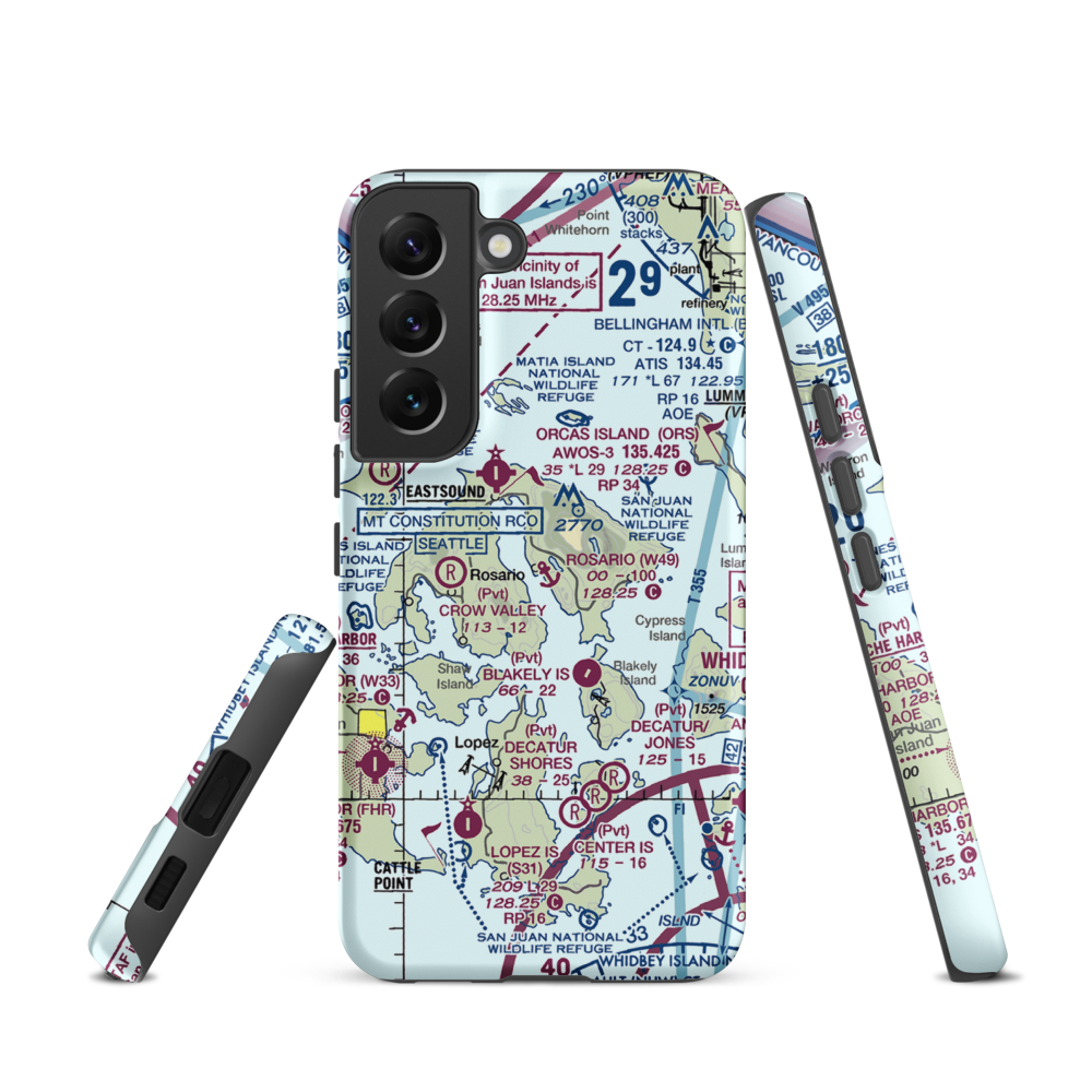 Rosario Seaplane Base (W49) VFR Sectional Samsung Phone Case Samsung Galaxy S22 model shown