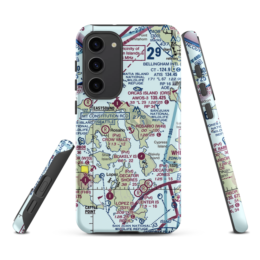 Rosario Seaplane Base (W49) VFR Sectional Samsung Phone Case Samsung Galaxy S23 Plus model shown