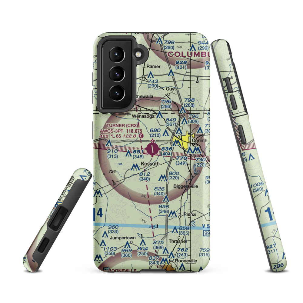 Roscoe Turner Airport (CRX) VFR Sectional Samsung Phone Case Samsung Galaxy S21 FE model shown