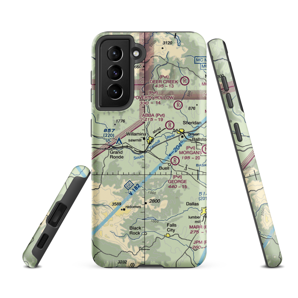 Roscoes Airport (OG26) VFR Sectional Samsung Phone Case Samsung Galaxy S21 FE model shown