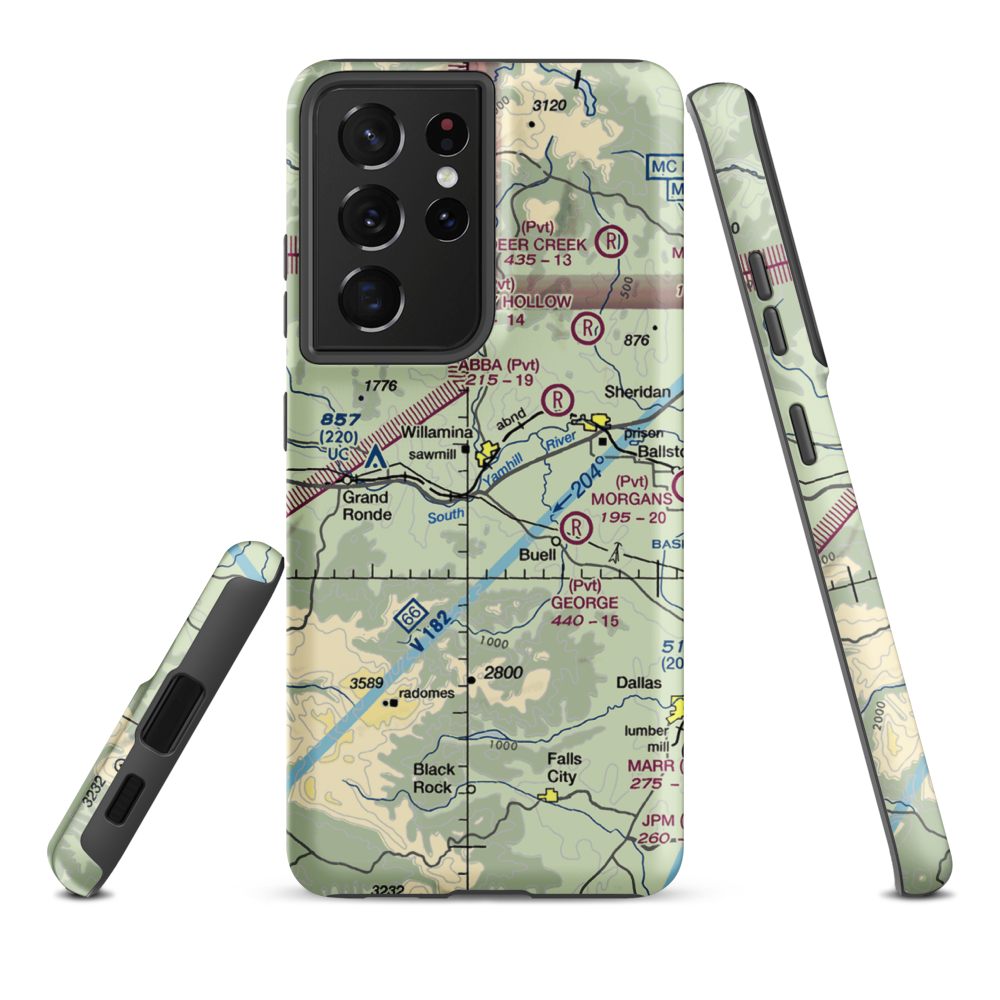 Roscoes Airport (OG26) VFR Sectional Samsung Phone Case Samsung Galaxy S21 Ultra model shown