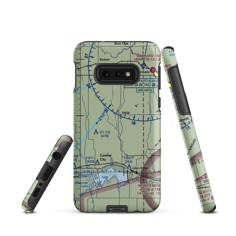 Rose Port Inc Airport (9KS4) VFR Sectional Samsung Phone Case Samsung Galaxy S10e model shown